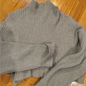 Zara Heather tan cropped  Ribbed Turtleneck Sweater